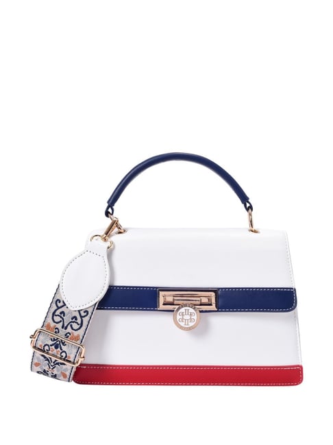Lino Perros WhiteSolid Medium Satchel Handbag-image-12