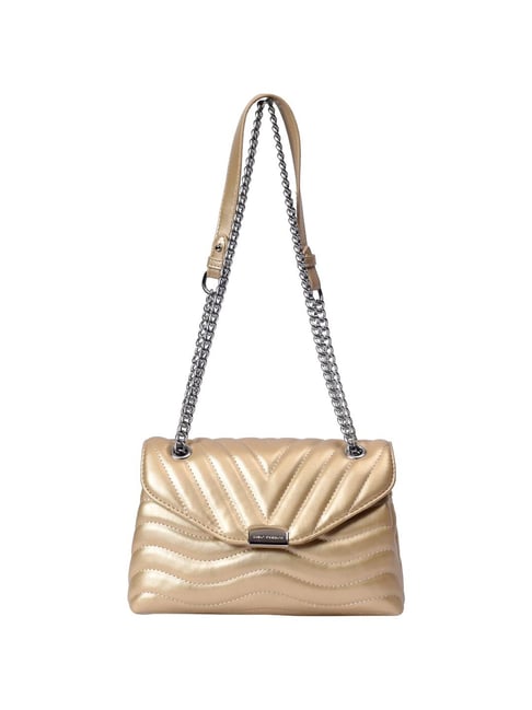 Lino Perros Gold Textured Medium Shoulder Handbag-picture-11