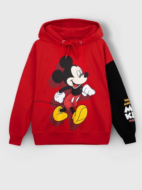 Nap Chief Kids Red Printed Relaxed Fit Hoodie