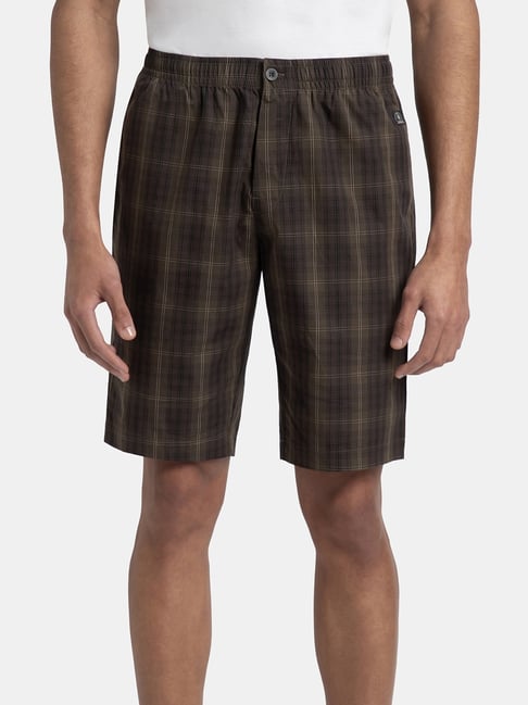 Jockey Black Cotton Regular Fit Checks Shorts-picture-21