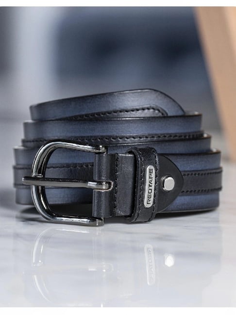 Red Tape Black Leather Waist Belt for Men-picture-49