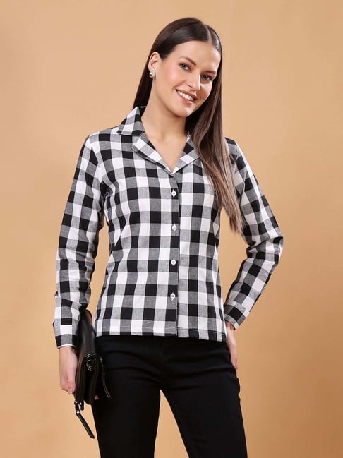 Cation Black & White Cotton Chequered Shirt-picture-47