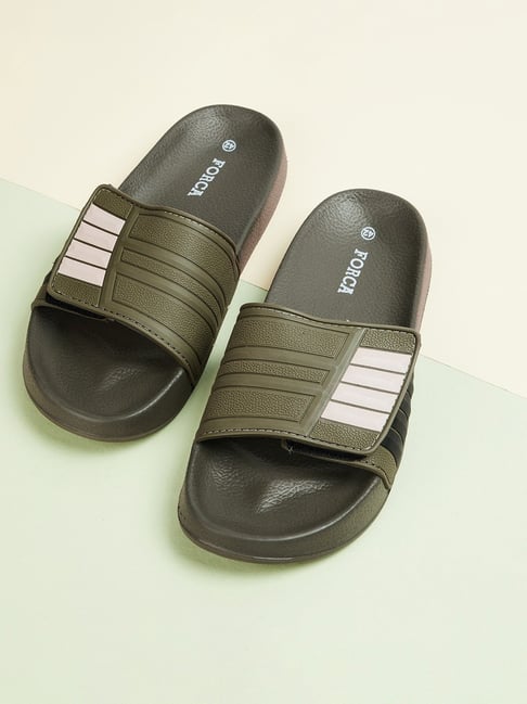 Buy Forca by Lifestyle Men's Olive Slides for Men at Best Price