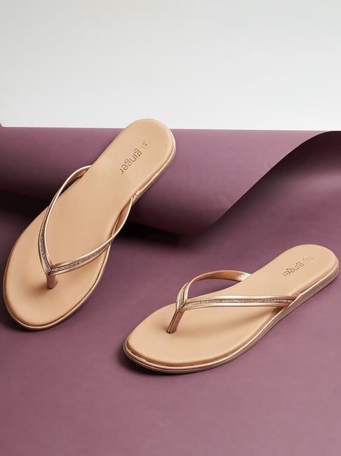 Ginger by Lifestyle Women's Rose Gold Thong Sandals