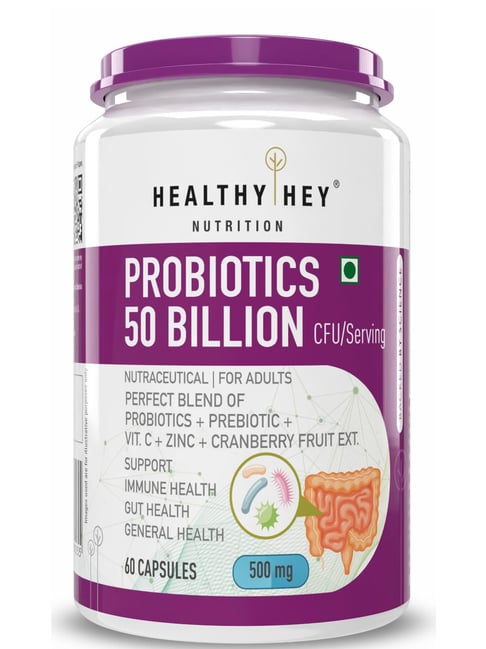 HealthyHey Nutrition Probiotics 50 Billion CFU Multi- Strains/serving - 60 Veg. Capsules