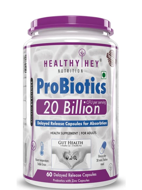 HealthyHey Nutrition Probiotic Supplement 20 Billion CFU |Digestion, and Immune Health 60 Capsules