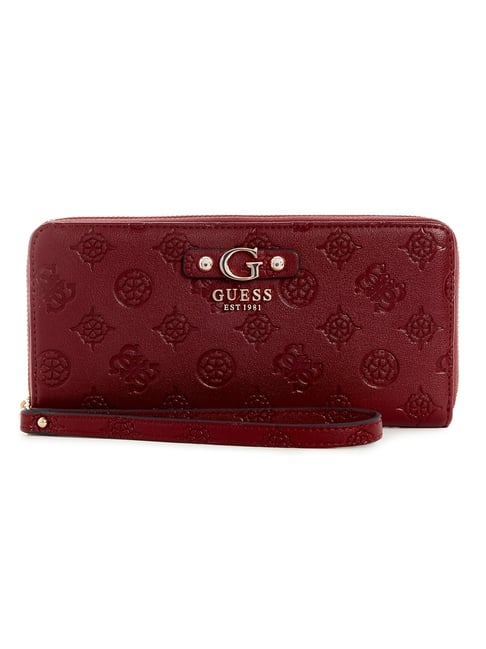 Guess Claret Printed Gerty Large Zip Around Wallet