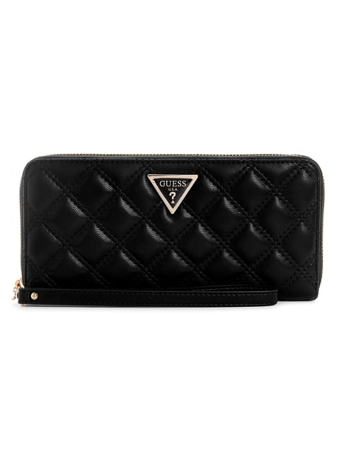 Guess Black Quilted Giully Large Zip Around Wallet