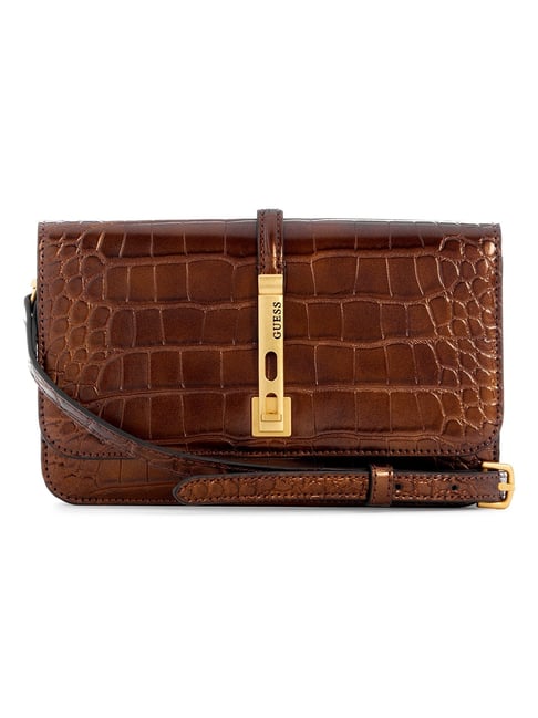 Guess Bronze Textured James Mini Crossbody Bag