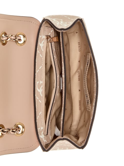 Borsa A Tracolla GUESS Izzy Convertibile Xbody Flap Sand Logo - Poliuretano, Tracolla Regolabile, Elegante E Pratica