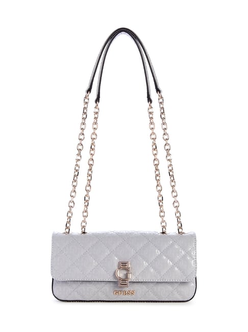 Guess Lavender Grey Quilted Bessey Convertible Crossbody Bag