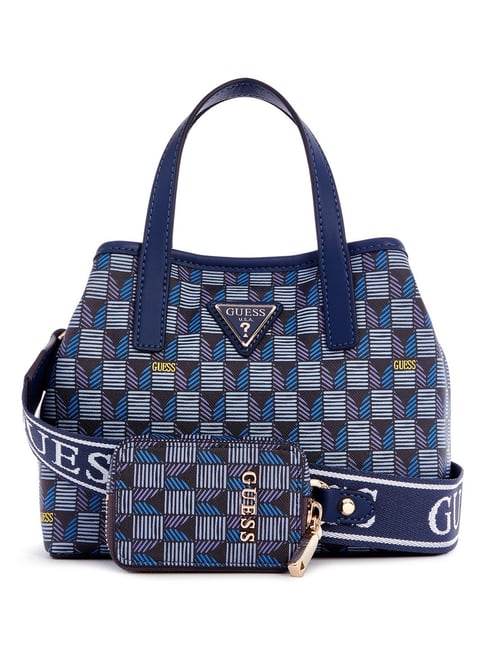 Guess Blue Logo Printed Wave Mini Crossbody Bag With Pouch-picture-30
