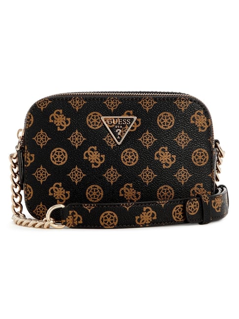 Guess Mocha Logo Printed Noelle Crossbody Camera Bag