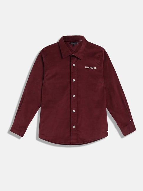 Tommy Hilfiger Maroon Cotton Regular Solid Shirt-image-27