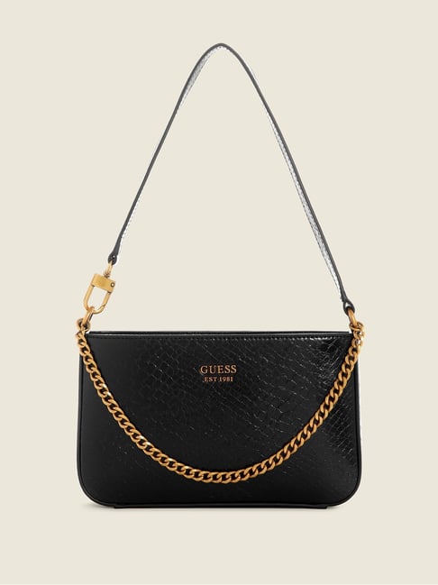 Guess Black Textured Katey Mini Top Zip Shoulder Bag