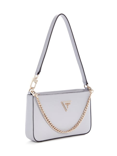Guess Lavender Grey Solid Noelle Mini Top Zip Shoulder Bag