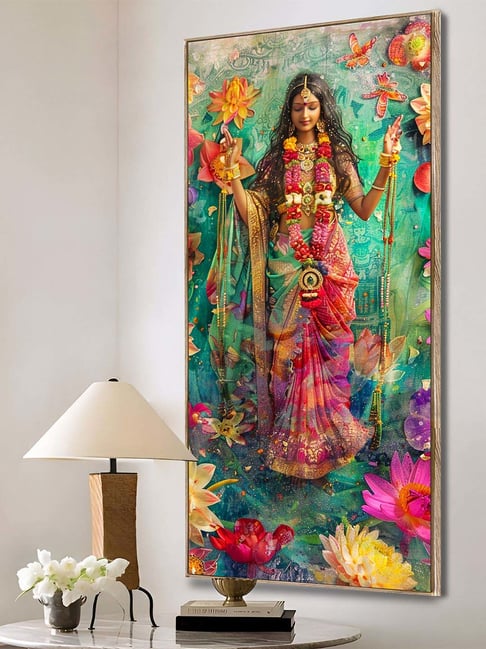 Art Street Pink Indian Goddess Framed Canvas Painting-picture-10