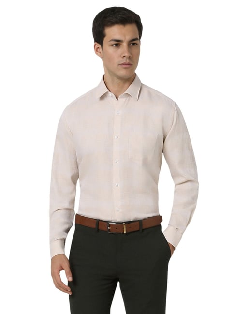 Van Heusen Beige Regular Fit Self Pattern Shirt-picture-23
