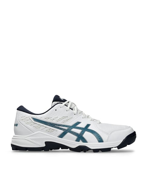 Buy Asics Men's GEL-PEAKE 2 White & Atlantis Blue Cricket Shoes
