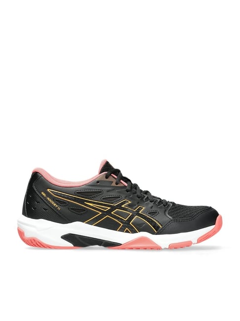 Asics Women's GEL-ROCKET 11 Black & Orange Pop Indoor Court Shoes-picture-34