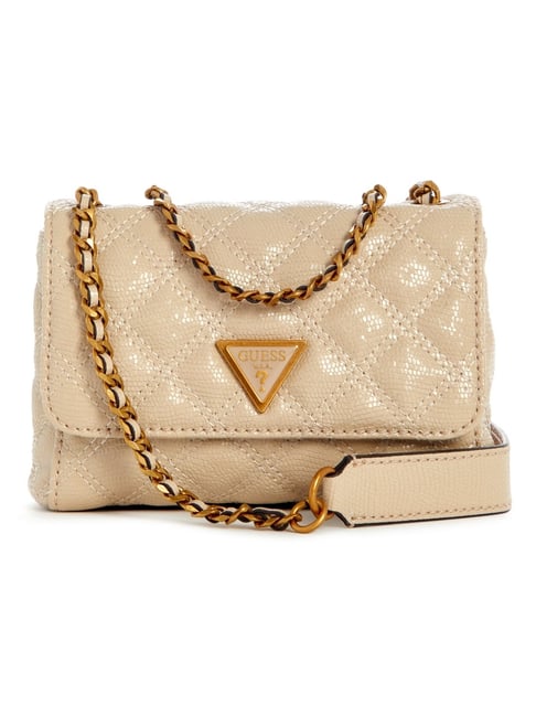 Guess Women Beige Self-Design Sling Bag