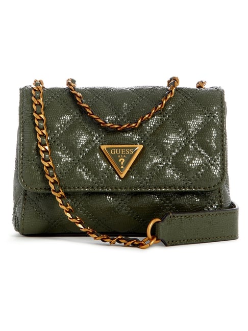 Guess Women Olive Self-Design Sling Bag