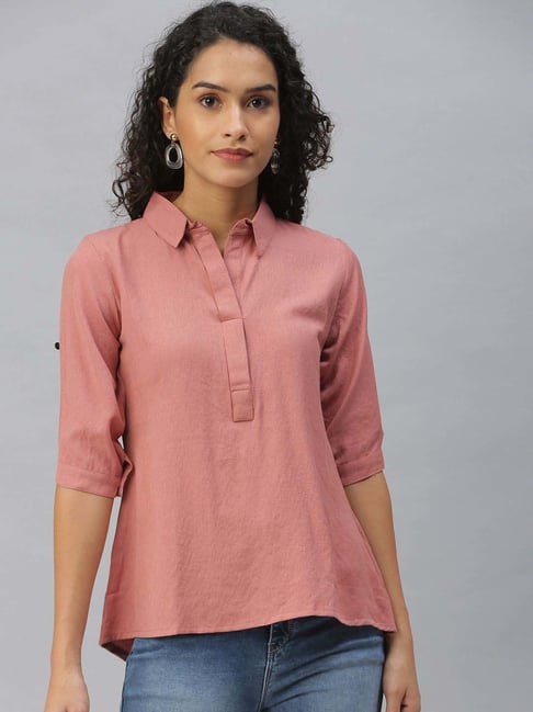 showoffff SHOWOFF Peach Plain Shirt-picture-35