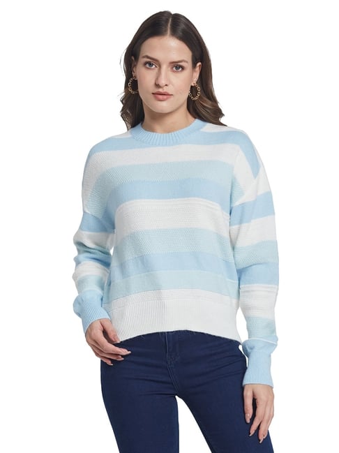 METTLE Green Striped Regular Fit Pullover-picture-14