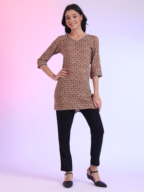 Aurelia Brown Floral Kurti-picture-12