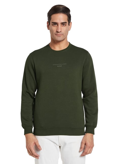 Octave Olive Regular Fit Solid Sweatshirt-picture-42