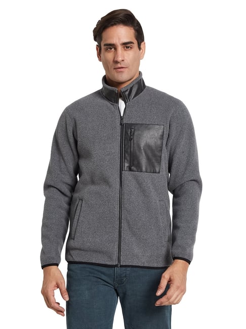 Octave Grey Regular Fit Solid Sweatshirt