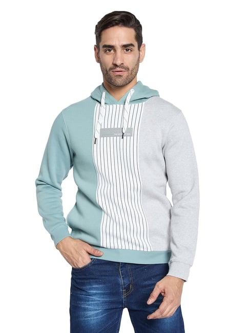 Octave Blue Regular Fit Colour Blocked Sweatshirt