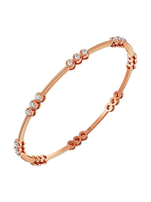 Joyalukkas 18k Rose Gold & Diamond Classic Simple Textured Bangle