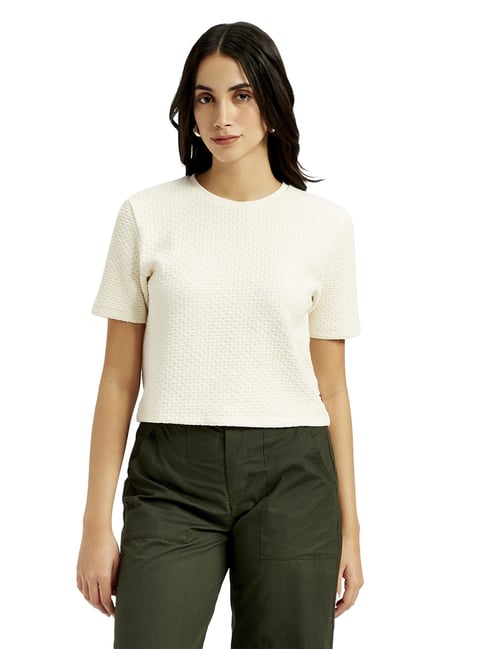 Levi's Off White Cotton Regular Fit Self Pattern Top-picture-43