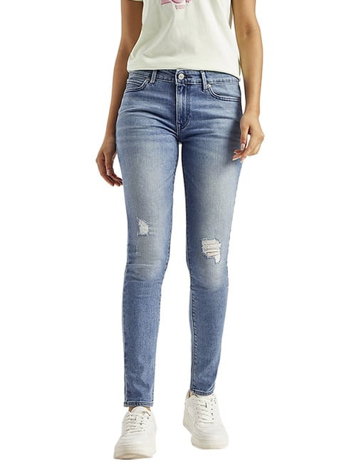Levi's Blue Skinny Fit Distressed Jeans