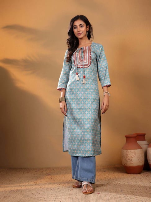 Varanga Blue Printed Kurta-picture-36