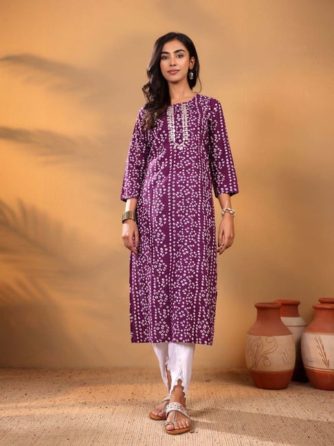 Varanga Purple Cotton Printed Kurta-picture-40
