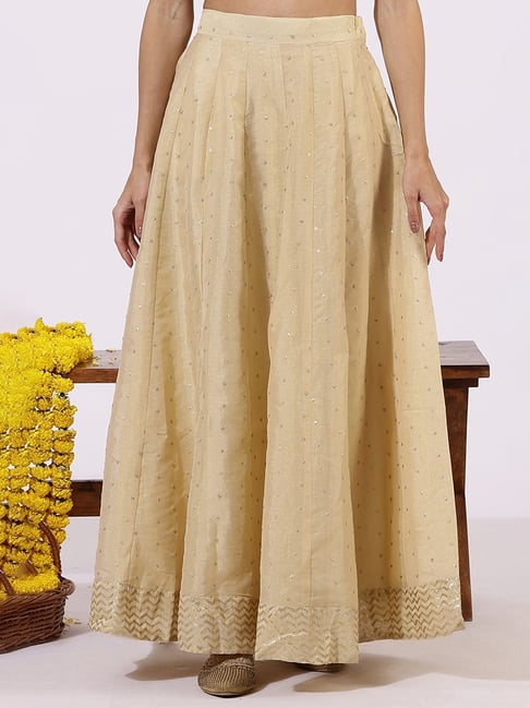 W Gold Polyester Embellished Skirt