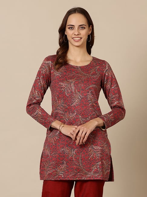 AURELIA Red Polyester Floral Kurti-picture-29