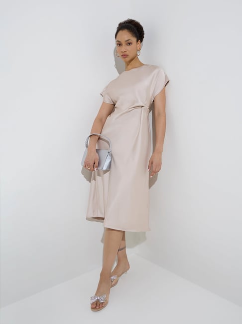 Wardrobe by Westside Light Beige A-Line Dress