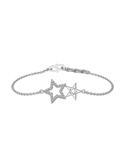 Joyalukkas Platinum Diamond Sophisticated Star Duo Bracelet