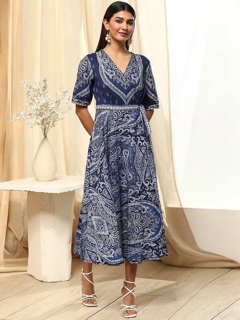 biba blue dress Collection Biba Designer Dresses Buy Blue Cotton Printed Anarkali Suit Set Online At Biba India