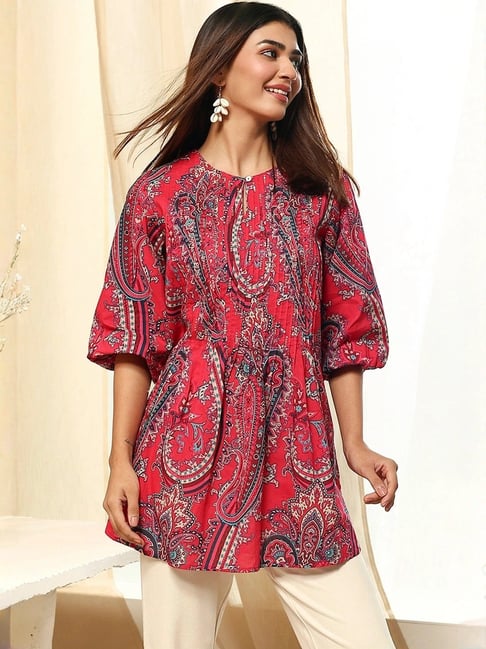Biba Pink Cotton Printed Kurti-picture-17