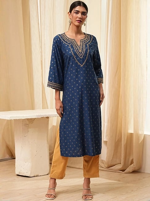 Biba Blue Embellished Kurta-picture-43