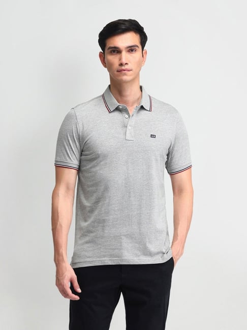 Arrow Sport Grey Cotton Regular Fit Polo T-Shirt-picture-32