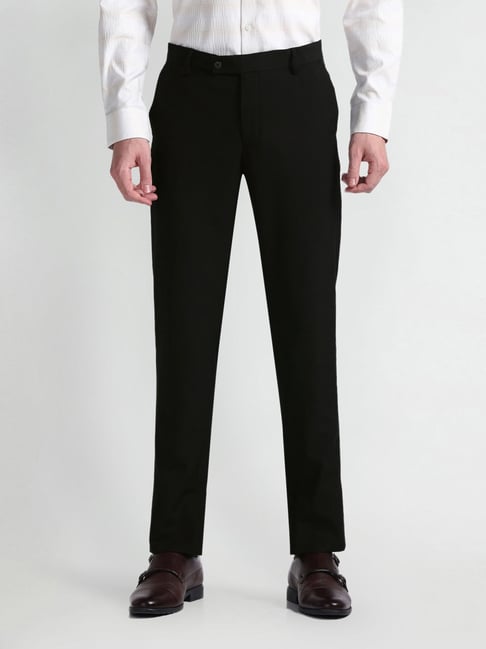 Arrow Black Regular Fit Trousers-picture-28