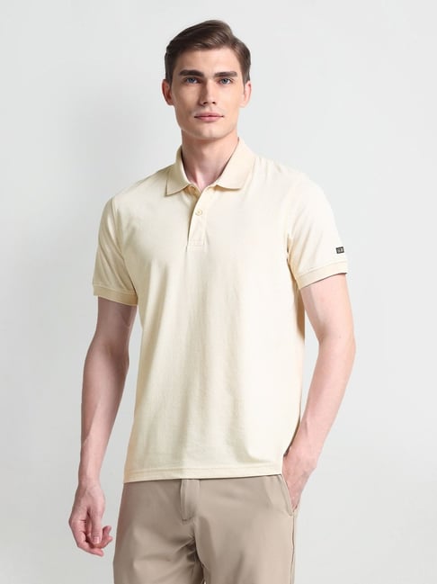 Arrow Sport Beige Cotton Regular Fit Polo T-Shirt