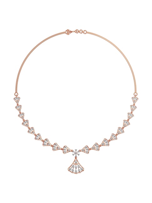 Joyalukkas 18k Gold & Diamond Graceful Flower Petal Necklace