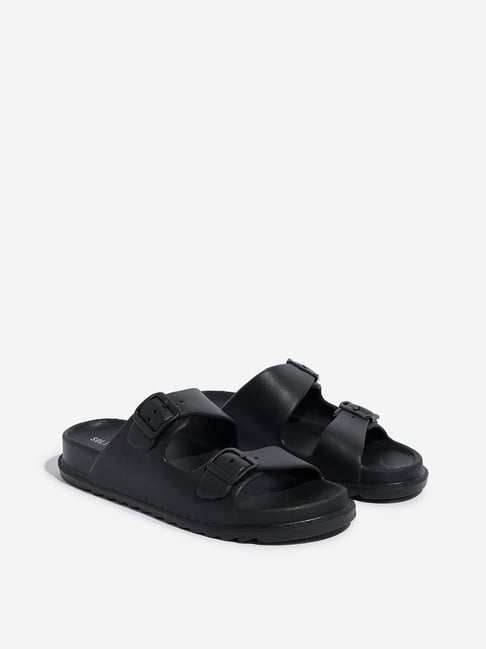 SOLEPLAY by Westside Black Double Band Slip-On Sandals