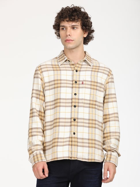 Levi's Beige Cotton Relaxed Fit Checks Jacket-picture-27